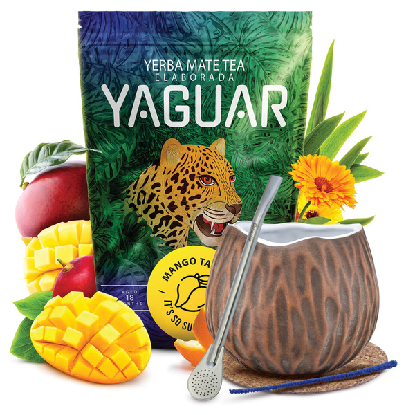 Conjuto de Erva Mate Yaguar 500g 0,5kg Calabaza + Bombilla