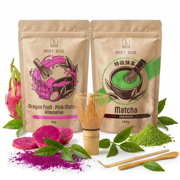 Kit para Matcha Latte colorido: Matcha + Pink Matcha + acessórios