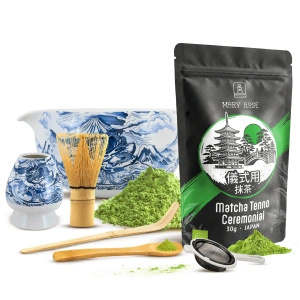 Conjunto cerimonial para preparar chá matcha: matcha BIO japonesa 30g + acessórios