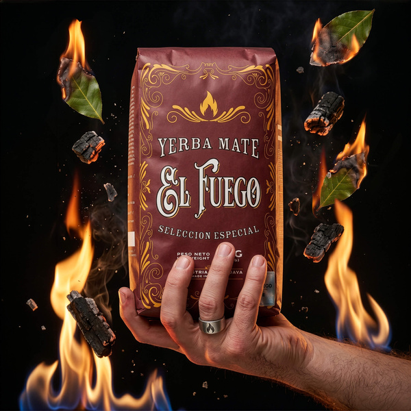 Conjuto de Erva Mate: El Fuego Elaborada 1kg + Calabaza + Bombilla