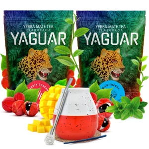 Conjuto de Erva Mate Yaguar 2x500g + Calabaza + Bombilla