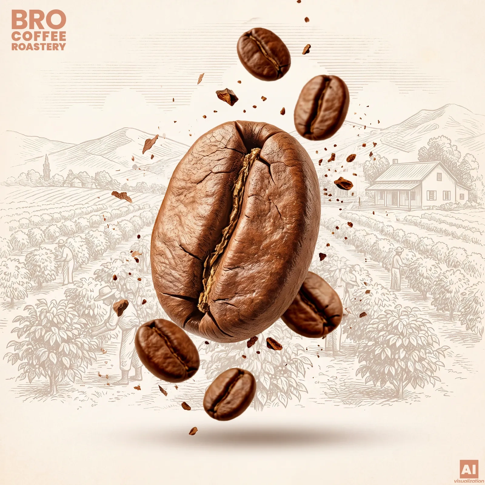 Grãos de arábica e robusta - Bro Coffee Roastery Crema Rumba