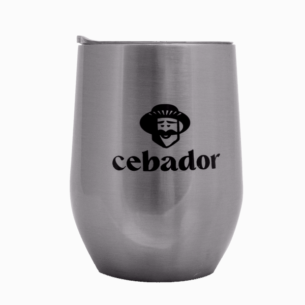TermoLid – copo térmico para erva mate com tampa – Cebador (prateado) – 350 ml