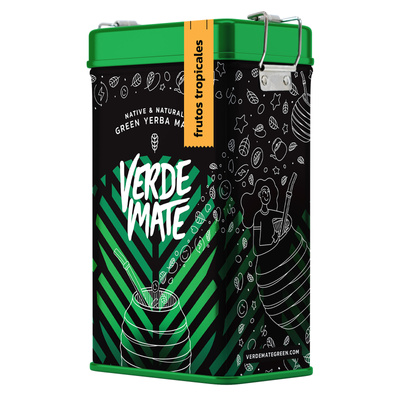 Yerbera – Lata metálica + Verde Mate Green Frutos Tropicales 0,5 kg