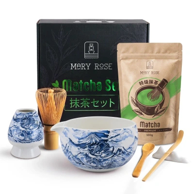 Conjunto-presente: matcha premium + matchawan + acessórios de bambu
