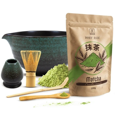 Conjunto de preparação de chá Matcha: matcha 100g + acessórios