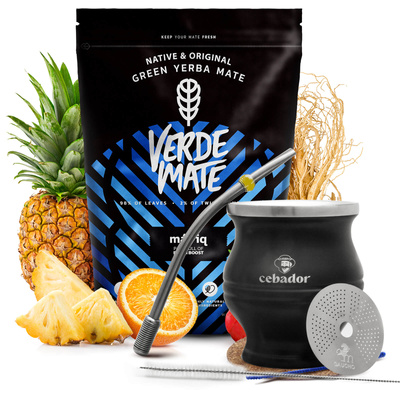 Conjunto de Erva Mate Verde Mate Mas IQ 0,5kg + TermoColador