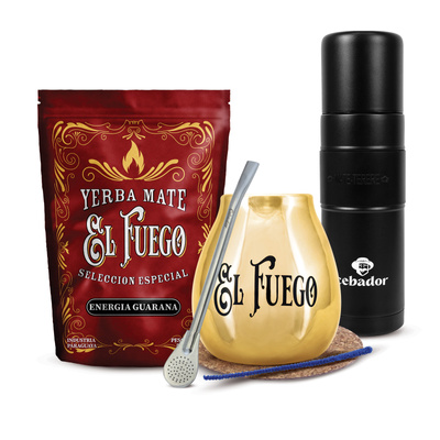 Conjuto de Erva Mate El Fuego 500g 0,5kg Yerbomos XL + Calabaza + Bombilla