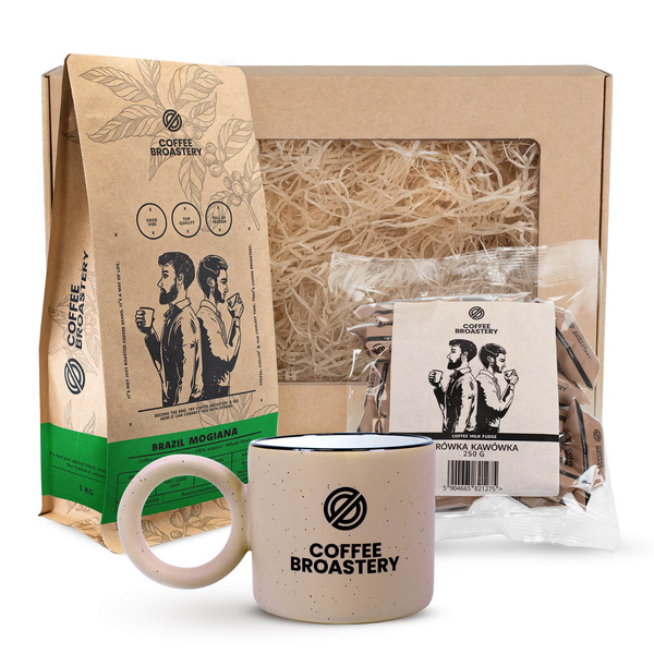 Conjunto presente Coffee Broastery: café Brazil Mogiana + caramelos de leite com sabor a café + caneca