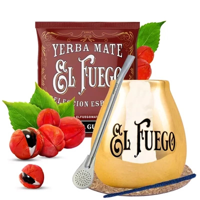 Conjunto de erva-mate El Fuego bombilla de cerâmica calabaza de cerâmica