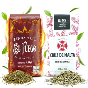 Conjuto de Erva Mate Elaborada: El Fuego 1kg + Cruz de Malta 1kg