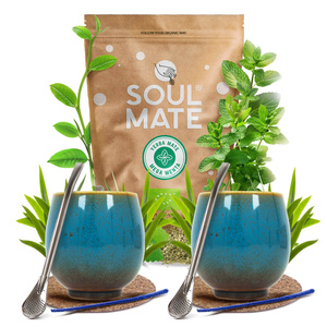Conjuto de Erva Mate Soul Mate 500g 0,5kg 2x Calabaza + 2x Bombilla